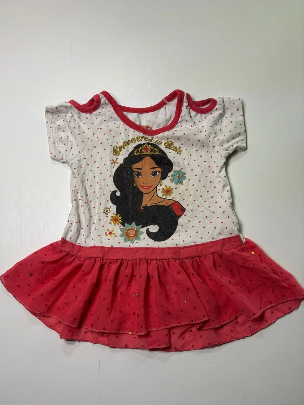 Disney Elena of Avalor Girls Dress Size 6 Disney Princess Red Pink Sparkle